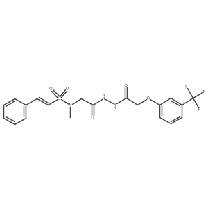 (E)-N-methyl-N-[2-oxo-2-[2-[2-[3-(trifluoromethyl)phenoxy]acetyl]hydrazinyl]ethyl]-2-phenylethenesulfonamide Structure
