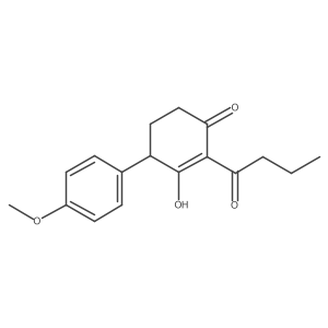 2-Butyryl-3-hydroxy-4-(4-methoxyphenyl)cyclohex-2-ene-1-one结构式