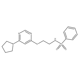 N-(2-((6-(pyrrolidin-1-yl)pyrimidin-4-yl)oxy)ethyl)benzenesulfonamide结构式