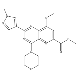 Methyl 2-(1-methyl-1H-pyrazol-4-yl)-8-(methylthio)-4-morpholin-4-ylpyrido[3,2-d]pyrimidine-6-carboxylate结构式