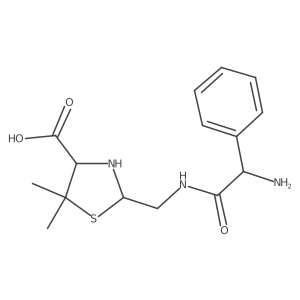 (2S,4S)-2-[[[(2R)-2-amino-2-phenylacetyl]amino]methyl]-5,5-dimethyl-1,3-thiazolidine-4-carboxylic acid Structure