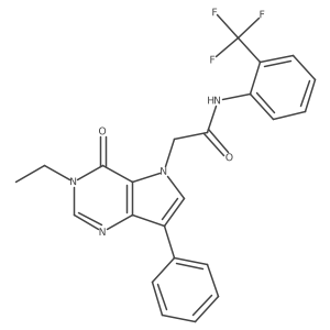 2-(3-ethyl-4-oxo-7-phenyl-3,4-dihydro-5H-pyrrolo[3,2-d]pyrimidin-5-yl)-N-[2-(trifluoromethyl)phenyl]acetamide结构式