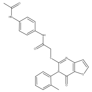 N-[4-(acetylamino)phenyl]-2-{[3-(2-methylphenyl)-4-oxo-3,4-dihydrothieno[3,2-d]pyrimidin-2-yl]sulfanyl}acetamide结构式