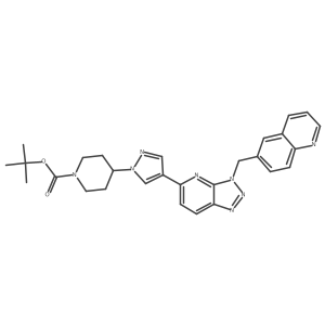 tert-Butyl 4-(4-(3-(quinolin-6-ylmethyl)-3H-[1,2,3]triazolo[4,5-b]pyridin-5-yl)-1H-pyrazol-1-yl)piperidine-1-carboxylate结构式
