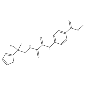 Methyl 4-(2-((2-hydroxy-2-(thiophen-2-yl)propyl)amino)-2-oxoacetamido)benzoate结构式