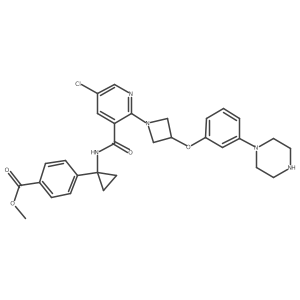 Methyl 4-(1-(5-chloro-2-(3-(3-(piperazin-1-yl)phenoxy)azetidin-1-yl)nicotinamido)cyclopropyl)benzoate结构式