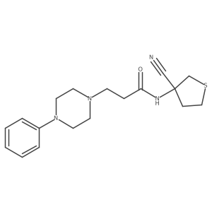 N-(3-cyanothiolan-3-yl)-3-(4-phenylpiperazin-1-yl)propanamide结构式