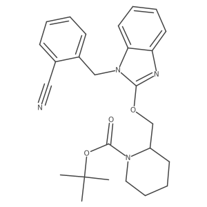 tert-Butyl 2-(((1-(2-cyanobenzyl)-1H-benzo[d]imidazol-2-yl)oxy)methyl)piperidine-1-carboxylate Structure