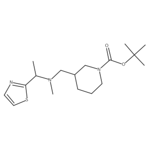 tert-Butyl 3-((methyl(1-(thiazol-2-yl)ethyl)amino)methyl)piperidine-1-carboxylate结构式