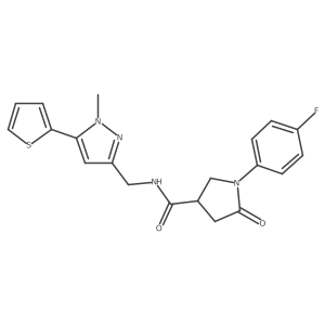 1-(4-fluorophenyl)-N-((1-methyl-5-(thiophen-2-yl)-1H-pyrazol-3-yl)methyl)-5-oxopyrrolidine-3-carboxamide Structure