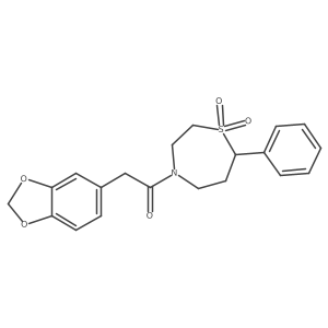 2-(Benzo[d][1,3]dioxol-5-yl)-1-(1,1-dioxido-7-phenyl-1,4-thiazepan-4-yl)ethanone Structure