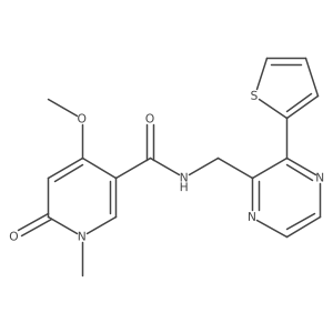4-methoxy-1-methyl-6-oxo-N-((3-(thiophen-2-yl)pyrazin-2-yl)methyl)-1,6-dihydropyridine-3-carboxamide Structure