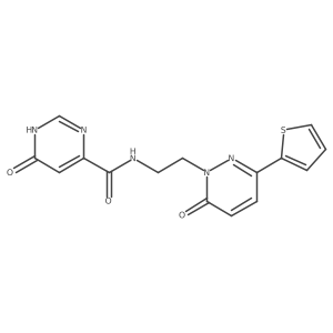 6-hydroxy-N-(2-(6-oxo-3-(thiophen-2-yl)pyridazin-1(6H)-yl)ethyl)pyrimidine-4-carboxamide结构式