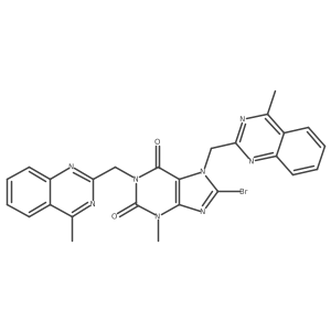 8-Bromo-3-methyl-1,7-bis((4-methylquinazolin-2-yl)methyl)-1H-purine-2,6(3H,7H)-dione结构式