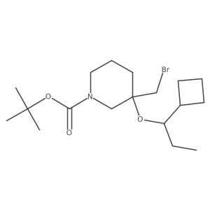 Tert-butyl 3-(bromomethyl)-3-(1-cyclobutylpropoxy)piperidine-1-carboxylate结构式