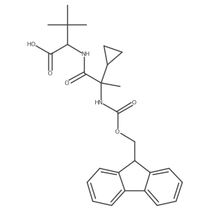 2-[2-cyclopropyl-2-({[(9H-fluoren-9-yl)methoxy]carbonyl}amino)propanamido]-3,3-dimethylbutanoic acid结构式