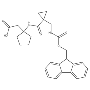 2-(1-{1-[({[(9H-fluoren-9-yl)methoxy]carbonyl}amino)methyl]cyclopropaneamido}cyclopentyl)acetic acid Structure