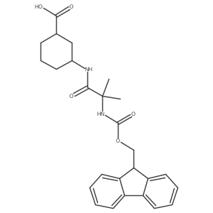 rac-(1R,3S)-3-[2-({[(9H-fluoren-9-yl)methoxy]carbonyl}amino)-2-methylpropanamido]cyclohexane-1-carboxylic acid结构式