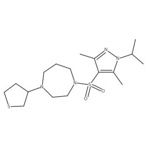 1-((1-isopropyl-3,5-dimethyl-1H-pyrazol-4-yl)sulfonyl)-4-(tetrahydrothiophen-3-yl)-1,4-diazepane结构式