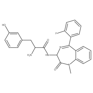 (2S)-2-amino-N-[5-(2-fluorophenyl)-1-methyl-2-oxo-2,3-dihydro-1H-1,4-benzodiazepin-3-yl]-3-(3-hydroxyphenyl)propanamide结构式
