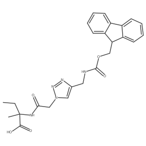 2-(2-{4-[({[(9H-fluoren-9-yl)methoxy]carbonyl}amino)methyl]-1H-1,2,3-triazol-1-yl}acetamido)-2-methylbutanoic acid结构式