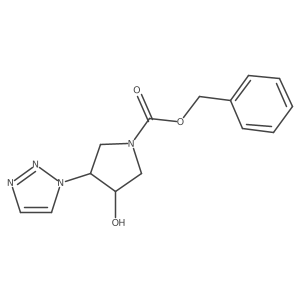 rac-benzyl (3R,4R)-3-hydroxy-4-(1H-1,2,3-triazol-1-yl)pyrrolidine-1-carboxylate结构式