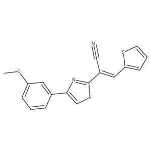 (Z)-2-(4-(3-methoxyphenyl)thiazol-2-yl)-3-(thiophen-2-yl)acrylonitrile结构式