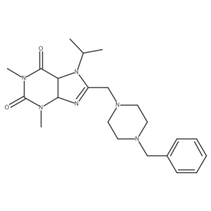 8-[(4-Benzylpiperazin-1-yl)methyl]-1,3-dimethyl-7-propan-2-yl-4,5-dihydropurine-2,6-dione结构式