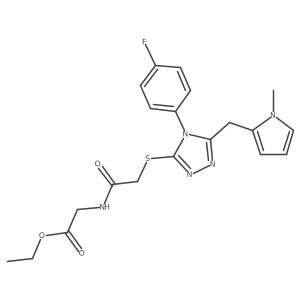 ethyl 2-(2-((4-(4-fluorophenyl)-5-((1-methyl-1H-pyrrol-2-yl)methyl)-4H-1,2,4-triazol-3-yl)thio)acetamido)acetate Structure
