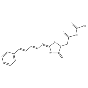 N-carbamoyl-2-((E)-4-oxo-2-((E)-((E)-3-phenylallylidene)hydrazono)thiazolidin-5-yl)acetamide Structure