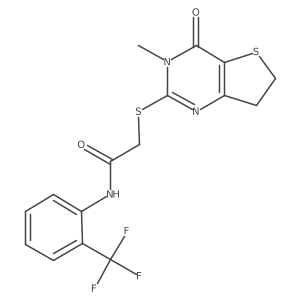 2-({3-methyl-4-oxo-3H,4H,6H,7H-thieno[3,2-d]pyrimidin-2-yl}sulfanyl)-N-[2-(trifluoromethyl)phenyl]acetamide结构式