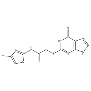 N-(4-methylthiazol-2-yl)-2-((4-oxo-4,5-dihydro-1H-pyrazolo[3,4-d]pyrimidin-6-yl)thio)acetamide结构式
