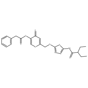 6-(((5-(2-ethylbutanamido)-1,3,4-thiadiazol-2-yl)thio)methyl)-4-oxo-4H-pyran-3-yl 2-phenylacetate Structure