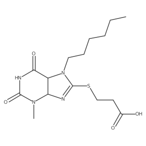 3-[(7-Hexyl-3-methyl-2,6-dioxo-4,5-dihydropurin-8-yl)sulfanyl]propanoic acid结构式