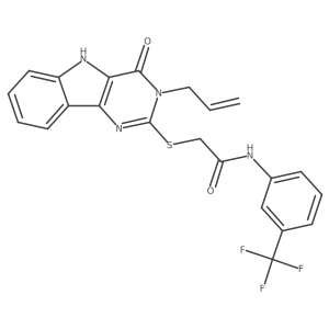 2-[(3-allyl-4-oxo-5H-pyrimido[5,4-b]indol-2-yl)sulfanyl]-N-[3-(trifluoromethyl)phenyl]acetamide结构式