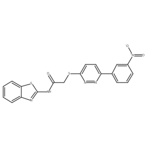 N-(benzo[d]thiazol-2-yl)-2-((6-(3-nitrophenyl)pyridazin-3-yl)thio)acetamide结构式