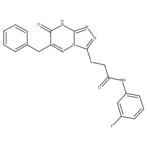 2-((6-benzyl-7-oxo-7,8-dihydro-[1,2,4]triazolo[4,3-b][1,2,4]triazin-3-yl)thio)-N-(3-fluorophenyl)acetamide结构式