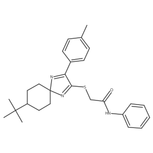2-{[8-Tert-butyl-3-(4-methylphenyl)-1,4-diazaspiro[4.5]deca-1,3-dien-2-YL]sulfanyl}-N-phenylacetamide Structure