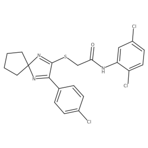 2-((3-(4-chlorophenyl)-1,4-diazaspiro[4.4]nona-1,3-dien-2-yl)thio)-N-(2,5-dichlorophenyl)acetamide Structure