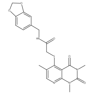 N-(benzo[d][1,3]dioxol-5-ylmethyl)-2-((1,3,6-trimethyl-2,4-dioxo-1,2,3,4-tetrahydropyrido[2,3-d]pyrimidin-5-yl)thio)acetamide Structure
