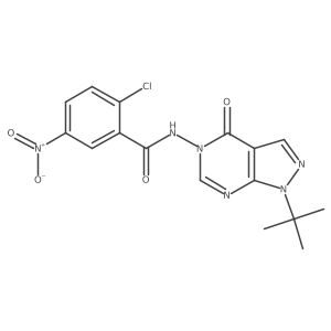 N-(1-(tert-butyl)-4-oxo-1H-pyrazolo[3,4-d]pyrimidin-5(4H)-yl)-2-chloro-5-nitrobenzamide Structure