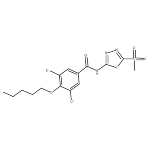 3,5-dichloro-N-[5-(methylsulfonyl)-1,3,4-thiadiazol-2-yl]-4-(pentyloxy)benzamide结构式