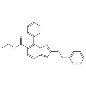Ethyl 2-(benzylsulfanyl)-7-phenyl[1,2,4]triazolo[1,5-a]pyrimidine-6-carboxylate结构式