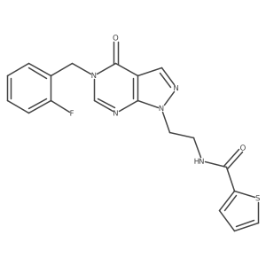 N-(2-(5-(2-fluorobenzyl)-4-oxo-4,5-dihydro-1H-pyrazolo[3,4-d]pyrimidin-1-yl)ethyl)thiophene-2-carboxamide Structure