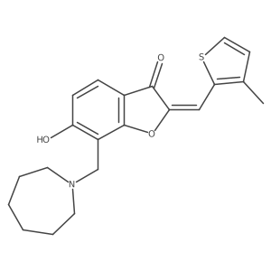 (Z)-7-(azepan-1-ylmethyl)-6-hydroxy-2-((3-methylthiophen-2-yl)methylene)benzofuran-3(2H)-one结构式