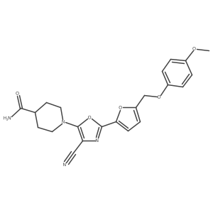 1-(4-Cyano-2-{5-[(4-methoxyphenoxy)methyl]furan-2-yl}-1,3-oxazol-5-yl)piperidine-4-carboxamide结构式