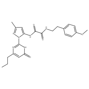 N1-(4-methoxyphenethyl)-N2-(3-methyl-1-(6-oxo-4-propyl-1,6-dihydropyrimidin-2-yl)-1H-pyrazol-5-yl)oxalamide结构式