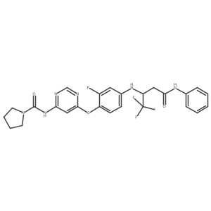 1-Pyrrolidinecarboxamide, N-[6-[2-fluoro-4-[[3-oxo-3-(phenylamino)-1-(trifluoromethyl)propyl]amino]phenoxy]-4-pyrimidinyl]-结构式