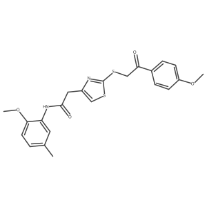 N-(2-methoxy-5-methylphenyl)-2-(2-((2-(4-methoxyphenyl)-2-oxoethyl)thio)thiazol-4-yl)acetamide结构式