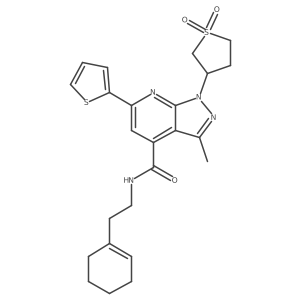 N-(2-(cyclohex-1-en-1-yl)ethyl)-1-(1,1-dioxidotetrahydrothiophen-3-yl)-3-methyl-6-(thiophen-2-yl)-1H-pyrazolo[3,4-b]pyridine-4-carboxamide Structure